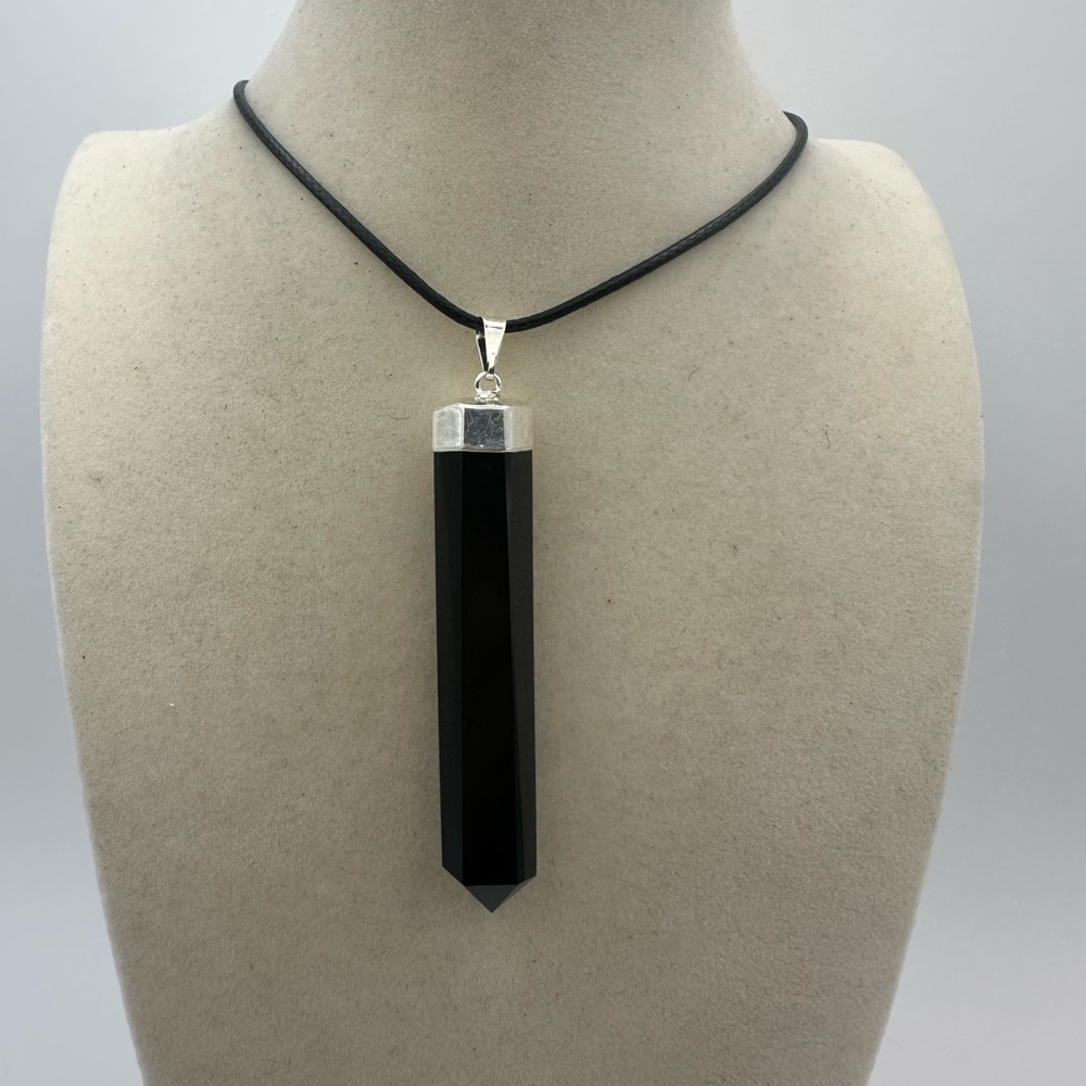 Black Obsidian Point on Rope - Picture 3 of 6